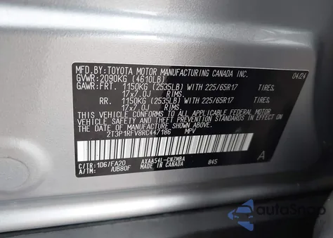 2024 Toyota Rav4 Xle z USA, uszkodzony, nr VIN 2T3P1RFV8RC447186